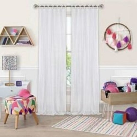 2 Greta Crushed Sheer Tie Tab Window Panels White